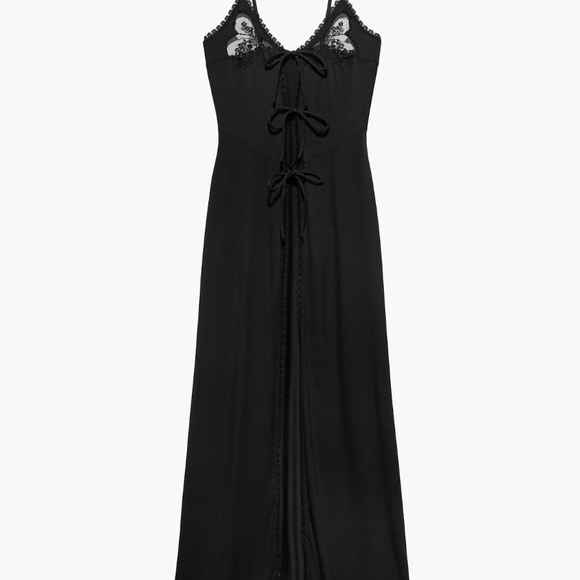 Black Peekaboo Behind The Lace Maxi Slip - Picture 3 of 5